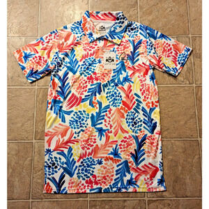 New Gashouse Golf Polo sz S Pineapple Print multi color ss O4